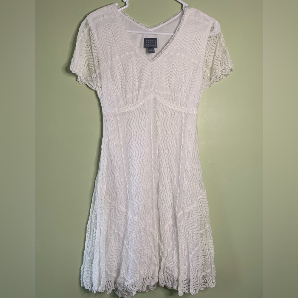 Rabbit Rabbit Rabbit White Lace Midi Dress